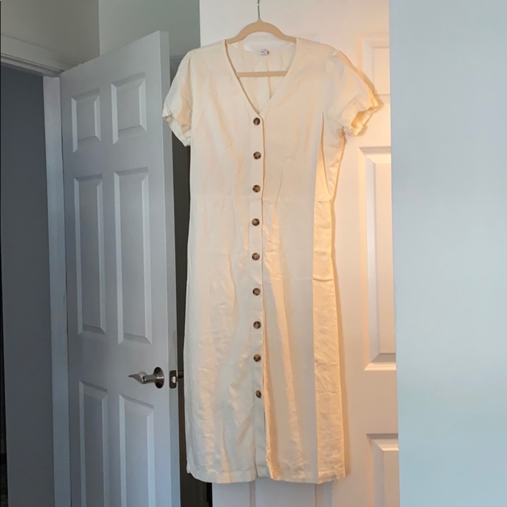 Linen Midi Button Down Dress